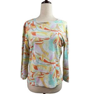 Leggiadro 3/4 Length Sleeve Shaped T-Shirt in Pastel Nautical Sailboat Print